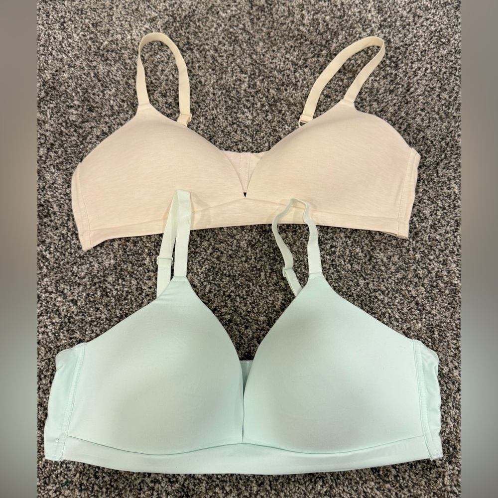 Women's Live2Lounge Set of 2 Cream and Mint Wireless Loungewear Bras Size 1X